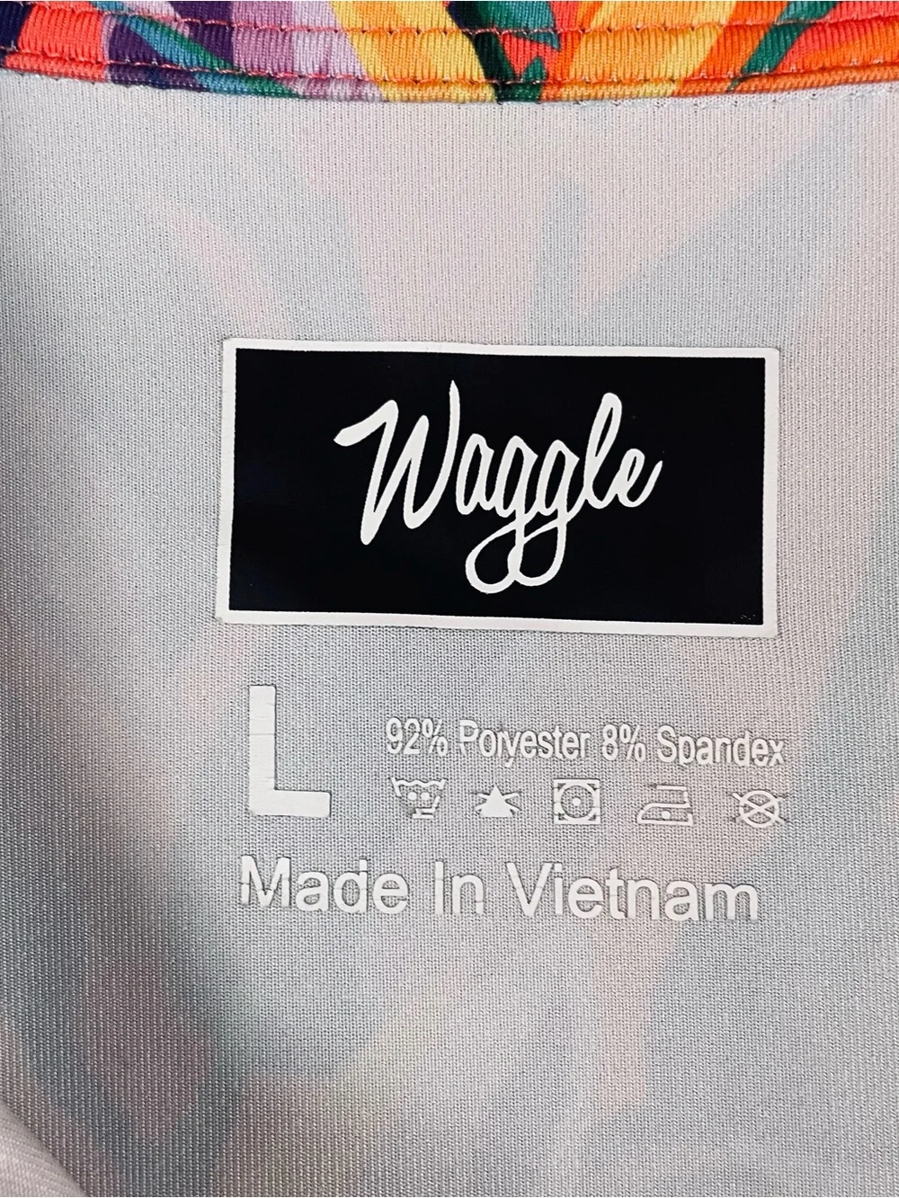 Waggle Polo Shirt Men's Large Loud Floral Print Stretch Performance Golf T198 - Picture 7 of 8